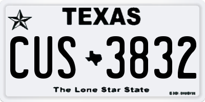 TX license plate CUS3832