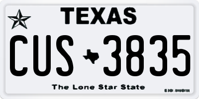TX license plate CUS3835
