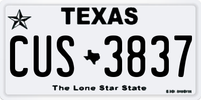 TX license plate CUS3837