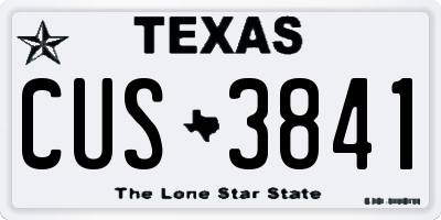 TX license plate CUS3841