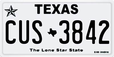 TX license plate CUS3842