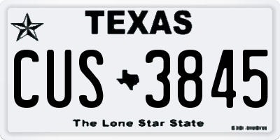 TX license plate CUS3845