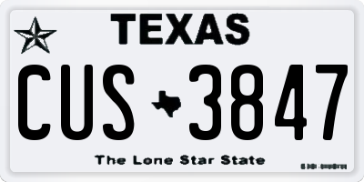 TX license plate CUS3847