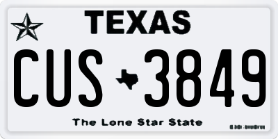 TX license plate CUS3849