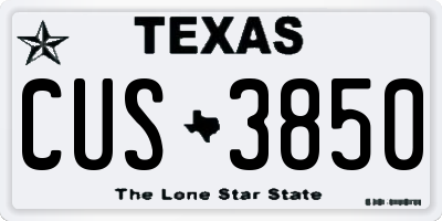 TX license plate CUS3850