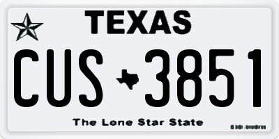 TX license plate CUS3851