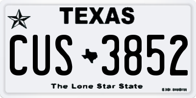 TX license plate CUS3852