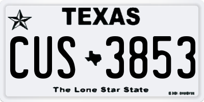 TX license plate CUS3853