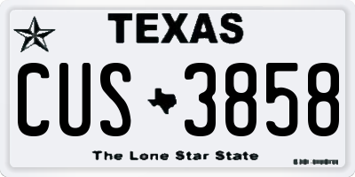 TX license plate CUS3858