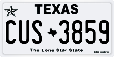 TX license plate CUS3859