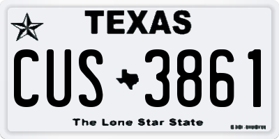 TX license plate CUS3861
