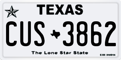 TX license plate CUS3862