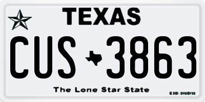 TX license plate CUS3863