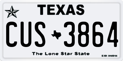 TX license plate CUS3864