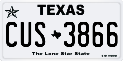 TX license plate CUS3866