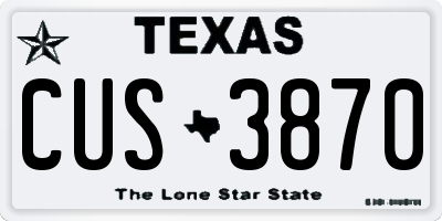 TX license plate CUS3870