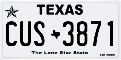 TX license plate CUS3871