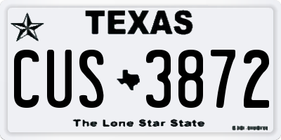 TX license plate CUS3872