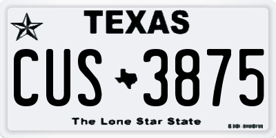 TX license plate CUS3875