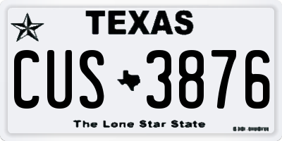 TX license plate CUS3876