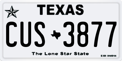 TX license plate CUS3877