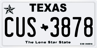 TX license plate CUS3878