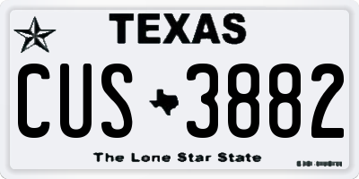 TX license plate CUS3882
