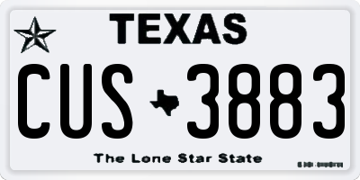 TX license plate CUS3883