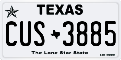 TX license plate CUS3885