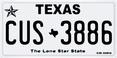 TX license plate CUS3886