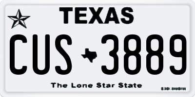 TX license plate CUS3889