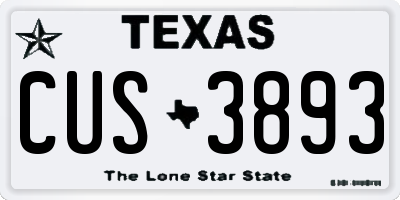 TX license plate CUS3893