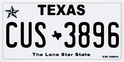 TX license plate CUS3896