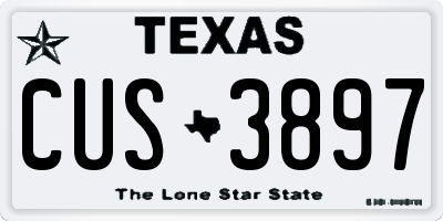 TX license plate CUS3897