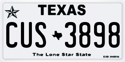 TX license plate CUS3898