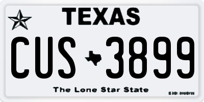 TX license plate CUS3899