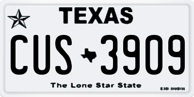 TX license plate CUS3909