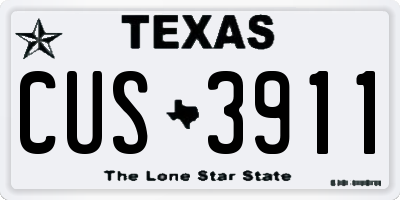 TX license plate CUS3911