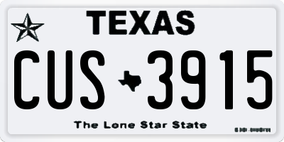 TX license plate CUS3915