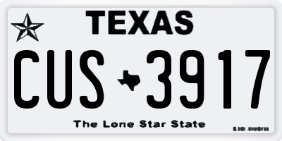 TX license plate CUS3917