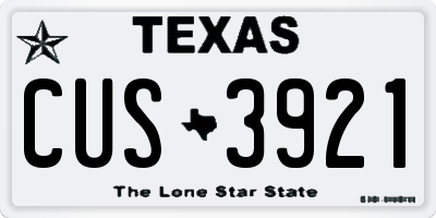 TX license plate CUS3921
