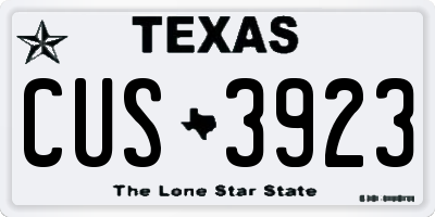 TX license plate CUS3923