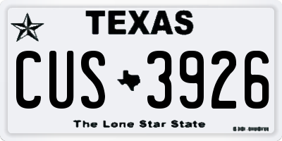 TX license plate CUS3926