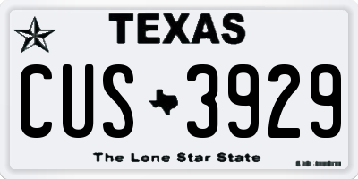 TX license plate CUS3929