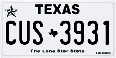 TX license plate CUS3931