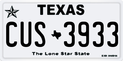 TX license plate CUS3933