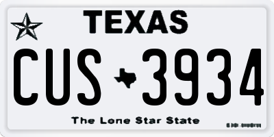 TX license plate CUS3934