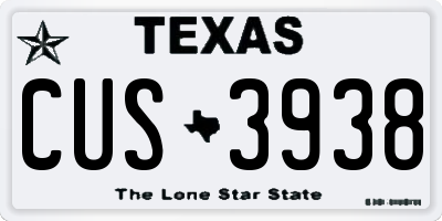 TX license plate CUS3938