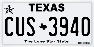 TX license plate CUS3940