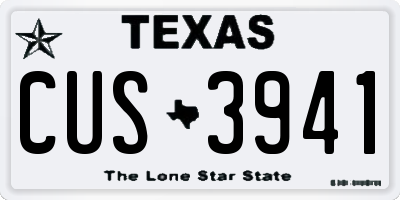 TX license plate CUS3941